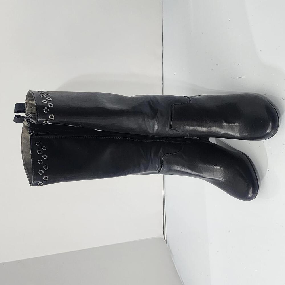 906‎ Kim Rogers JENNA Tall Black Boots Block Heel Size 6M
